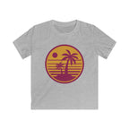 Kids Sunset Palm T-Shirt — Retro Beach Graphic Tee for Children