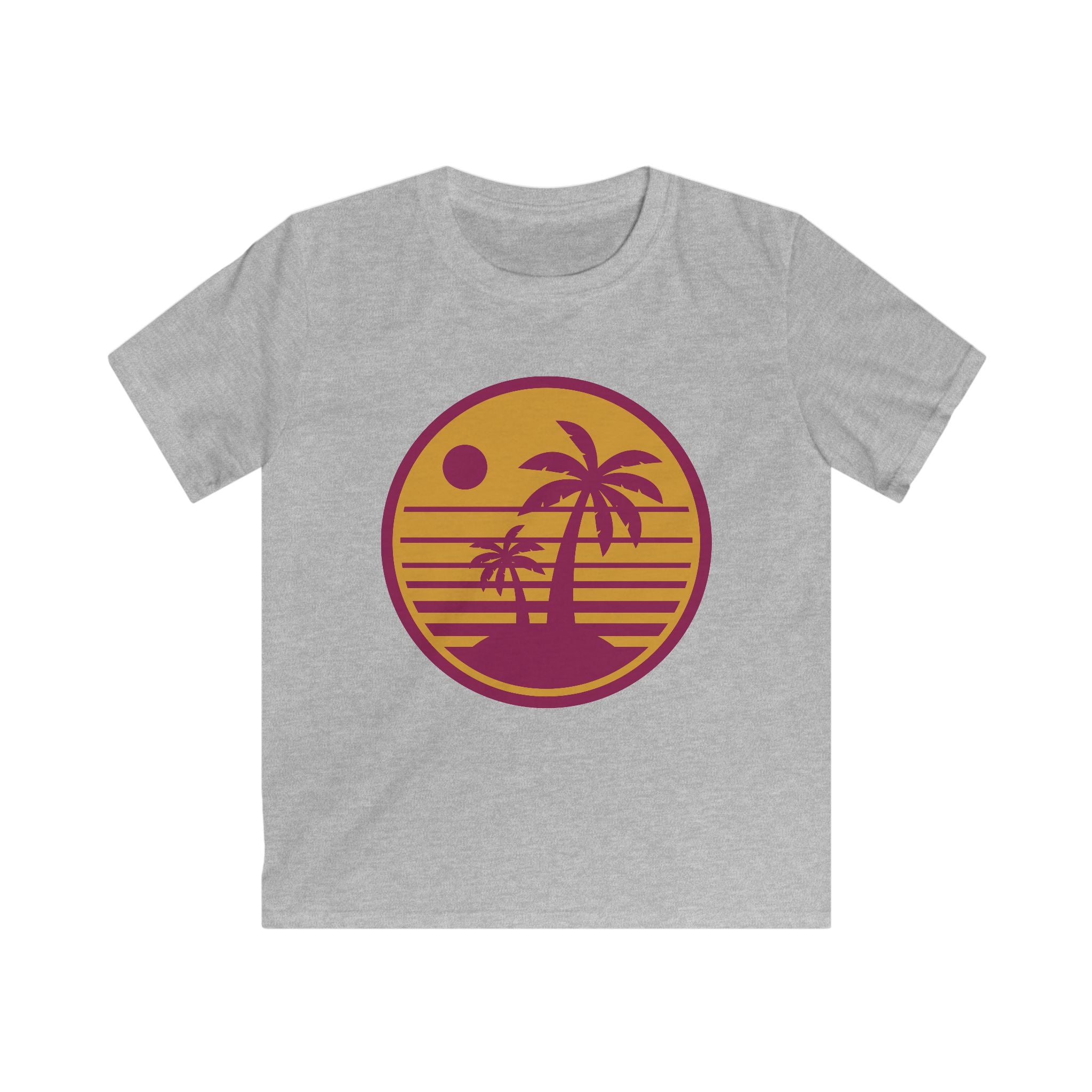 Kids Sunset Palm T-Shirt — Retro Beach Graphic Tee for Children
