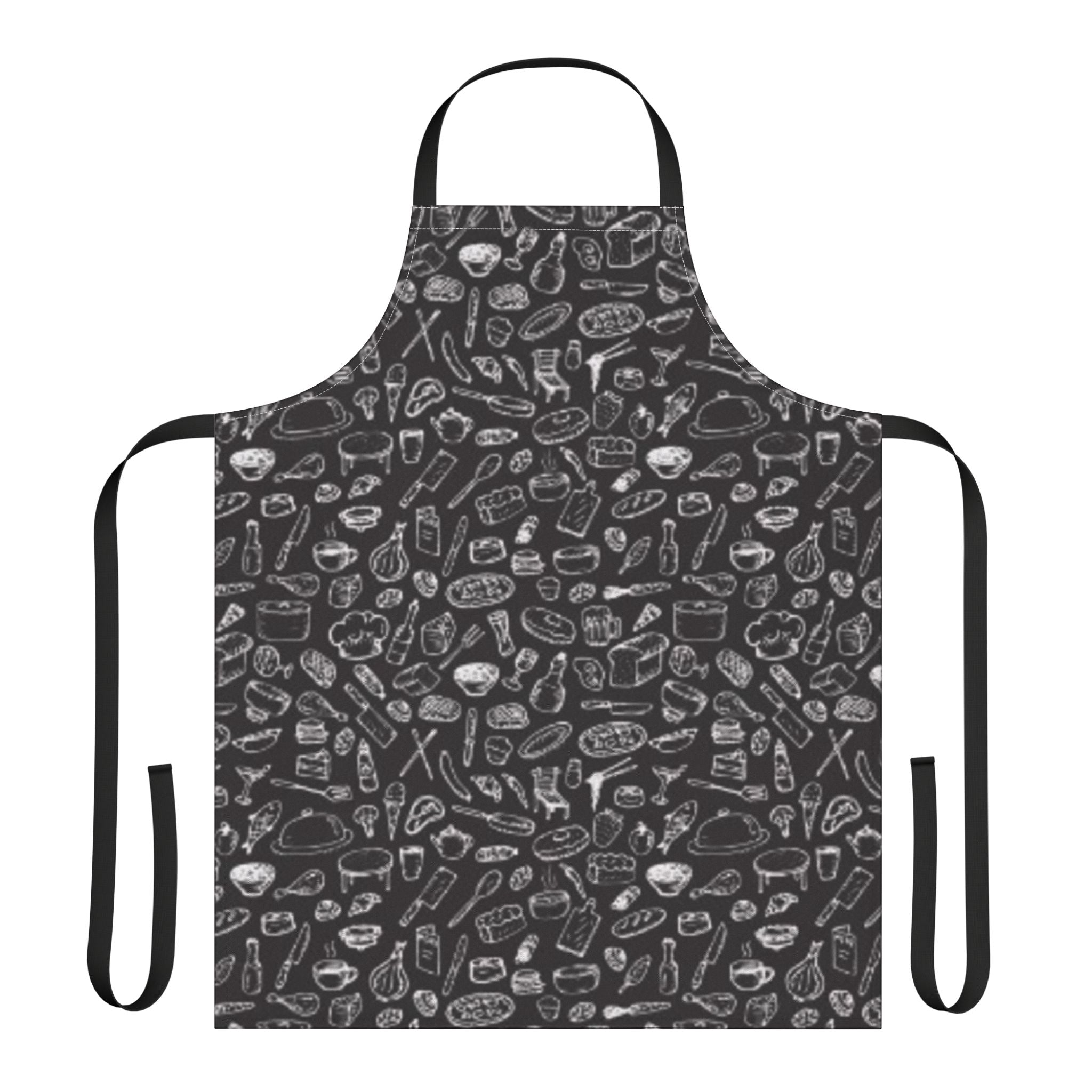 Chalkboard Kitchen Apron — Cooking Utensils Pattern