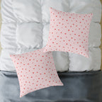 Heart Confetti Square Pillow — Pink Decorative Throw Pillow for Valentine’s Day & Romantic Home Decor