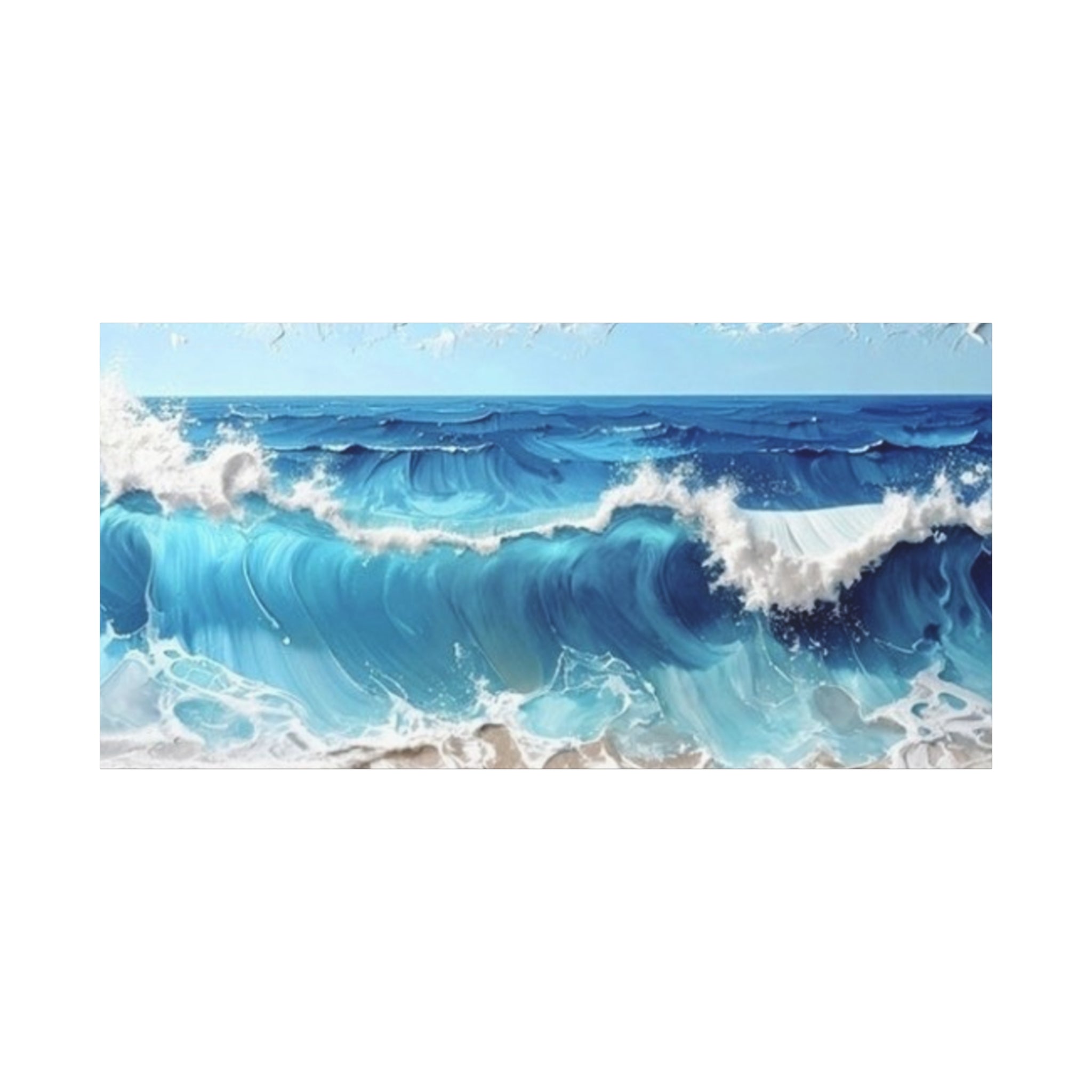 Ocean Waves Matte Canvas Wall Art — Blue Seascape Stretched Canvas