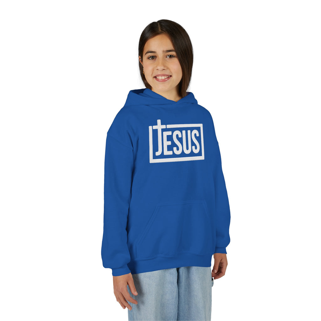 Youth Jesus Hoodie — Christian Faith Pullover with Cross Logo