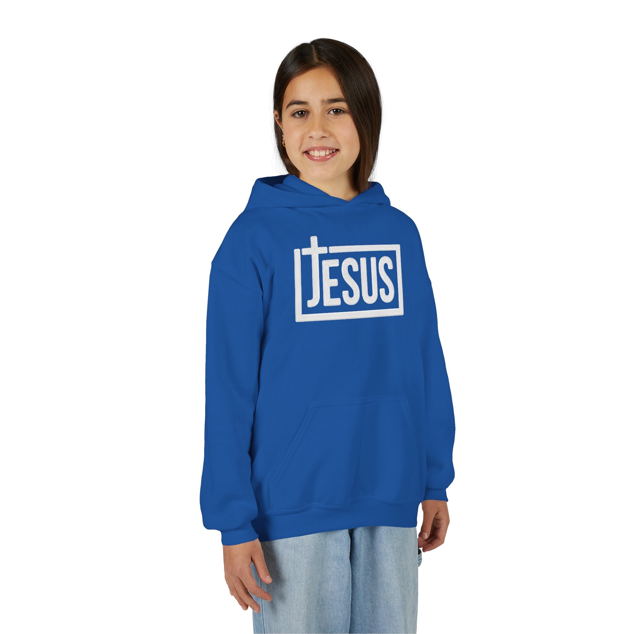 Youth Jesus Hoodie — Christian Faith Pullover with Cross Logo