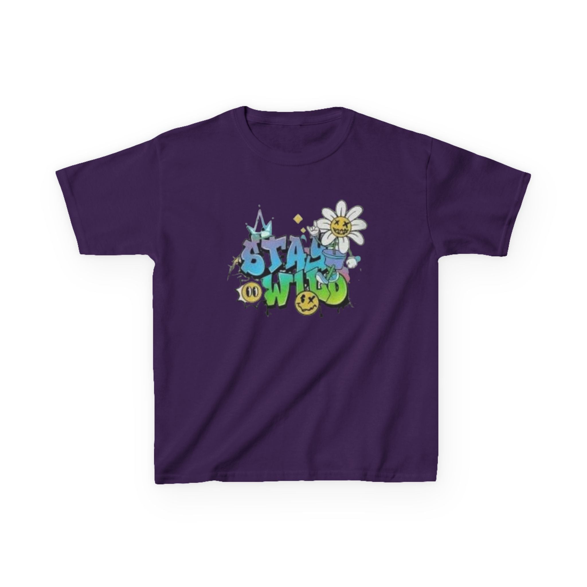 Kids Tee — "Stay Wild" Graffiti Daisy Graphic