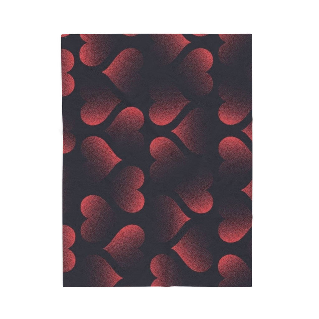 Red Heart Pattern Velveteen Plush Blanket — Cozy Romantic Throw for Valentine’s Day
