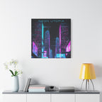 Neon Utopia Cyberpunk Cityscape, Matte Canvas