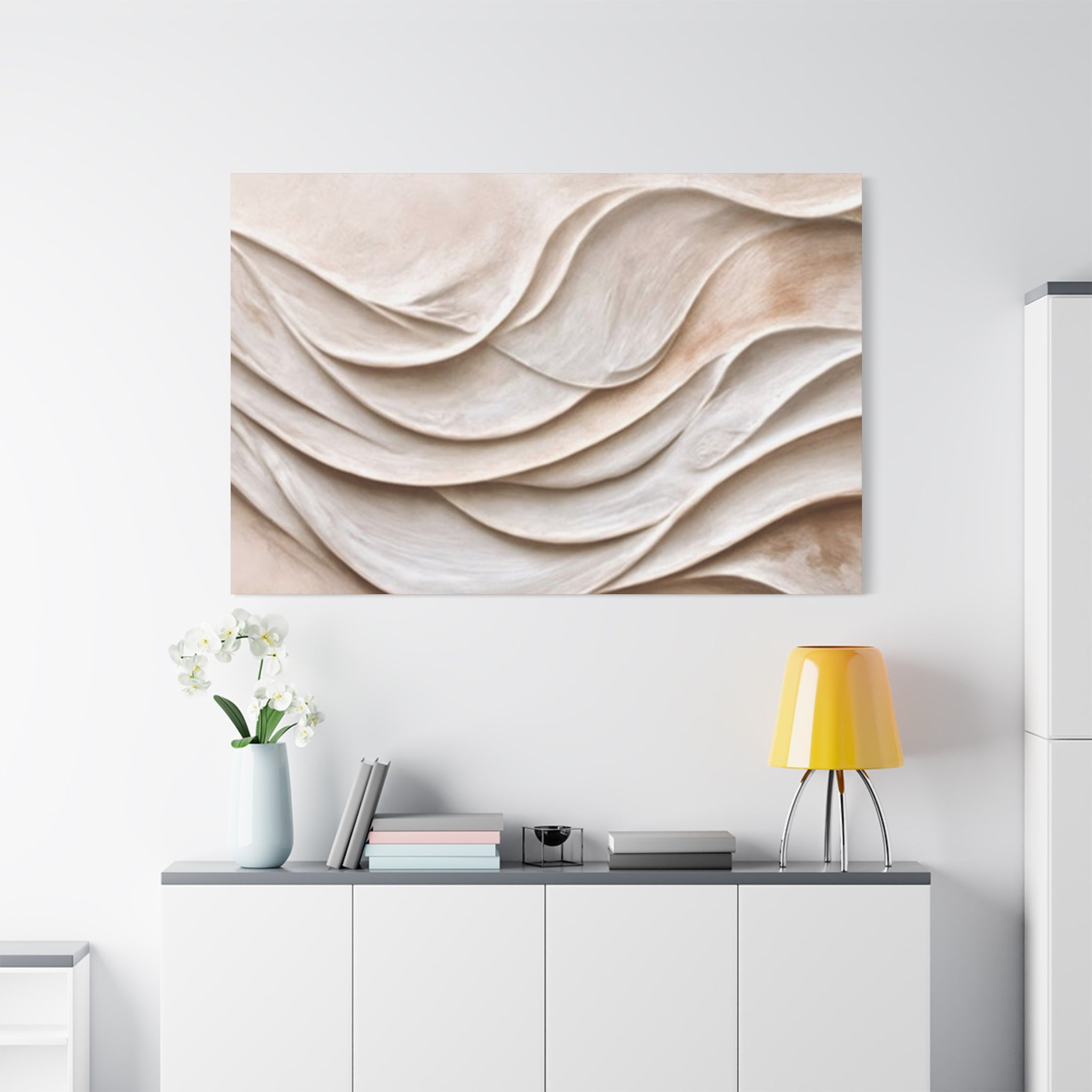 Neutral Abstract Wave Texture Matte Canvas Wall Art
