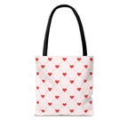 Heart Pattern Tote Bag — Pink Red Valentine Shopper