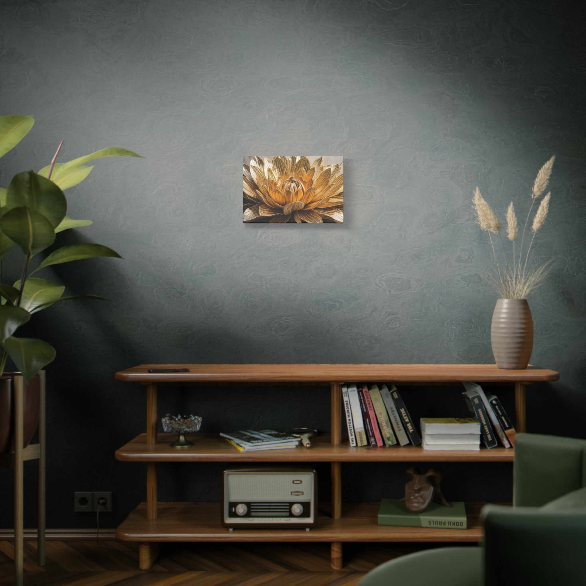 Golden Dahlia Matte Canvas Wall Art — Stretched 1.25"