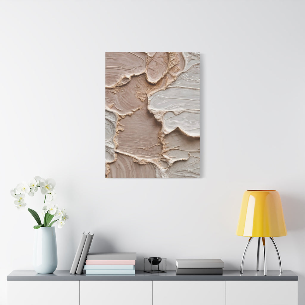 Neutral Textured Abstract Canvas Print — Beige & Cream Wall Art, Matte Stretched 1.25"