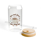 Sipper Glass — "Rise and Grind: Fuel Your Day" Coffee Tumbler 16oz