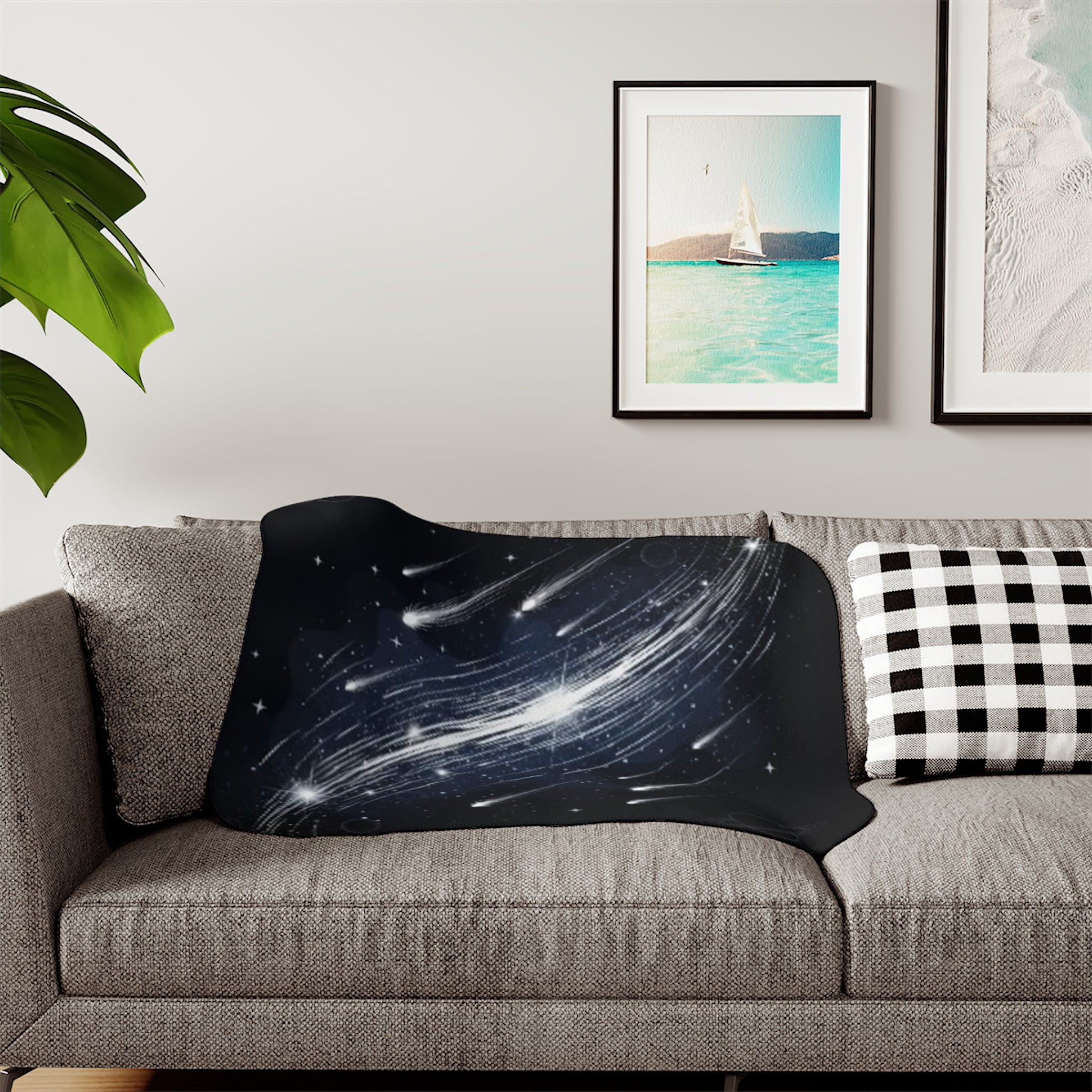 Galaxy Meteor Shower Sherpa Blanket — Cozy Space-Themed Throw