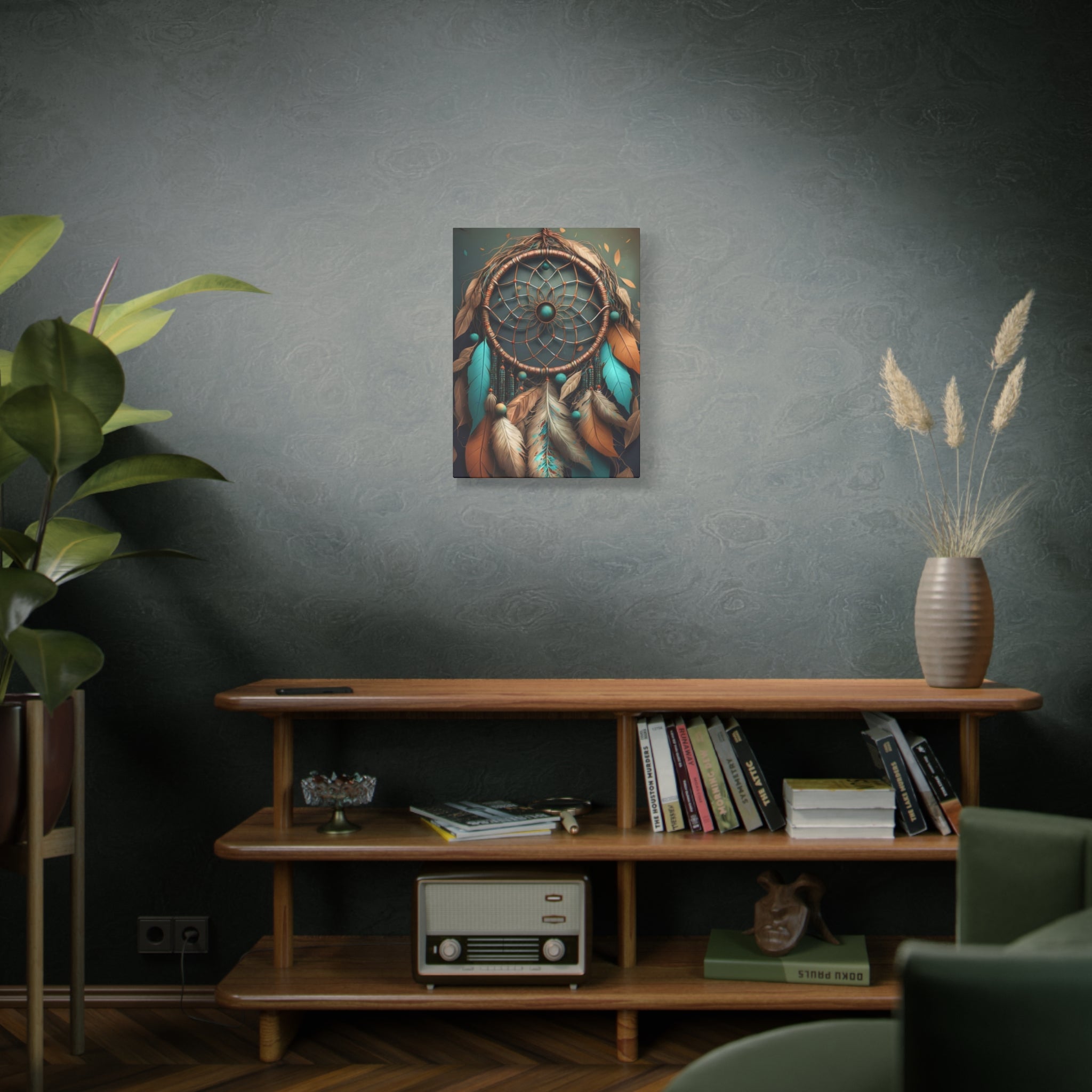 Dreamcatcher Wall Canvas – Boho Feather Art Print