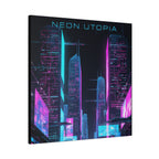 Neon Utopia Cyberpunk Cityscape, Matte Canvas