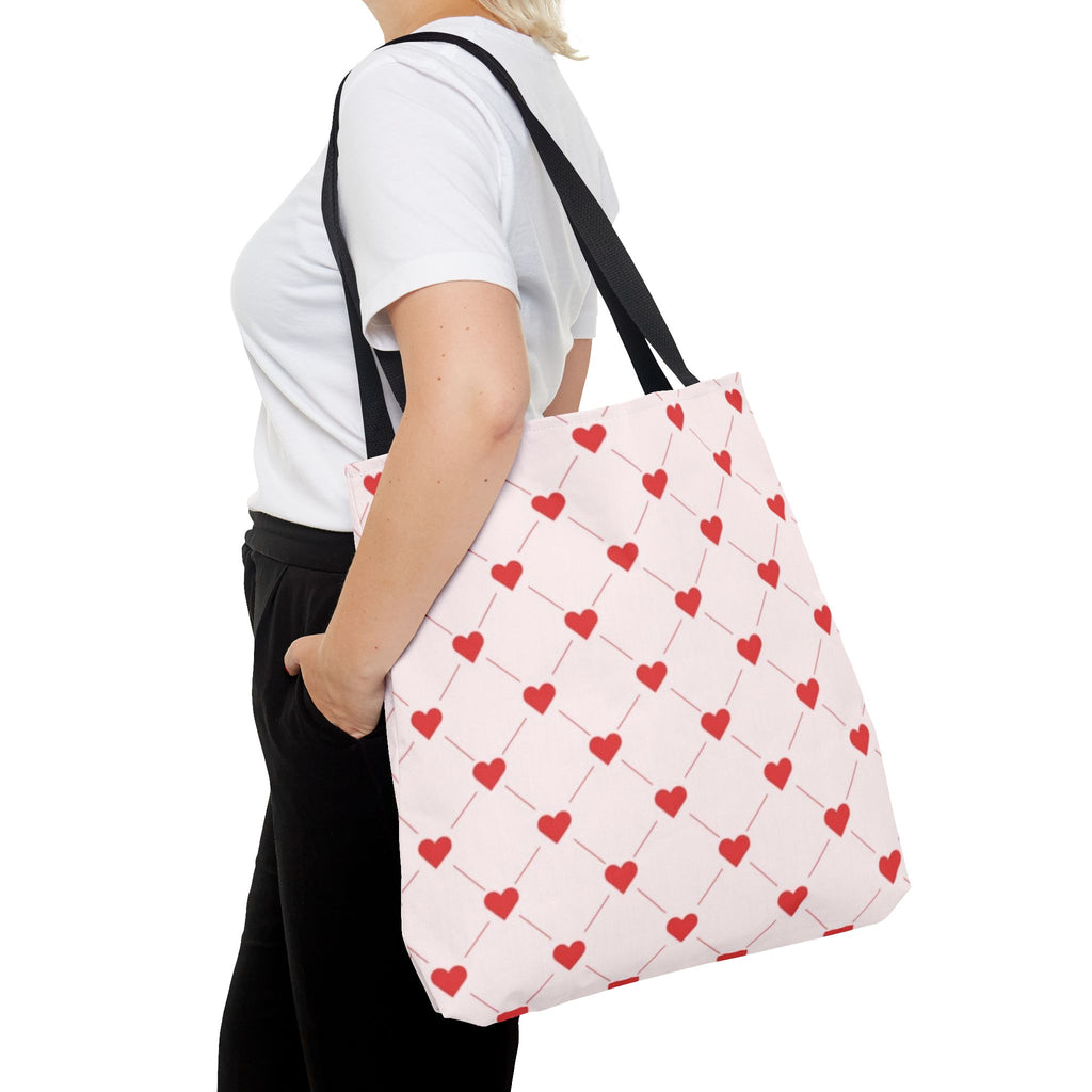 Heart Pattern Tote Bag — Pink Red Valentine Shopper