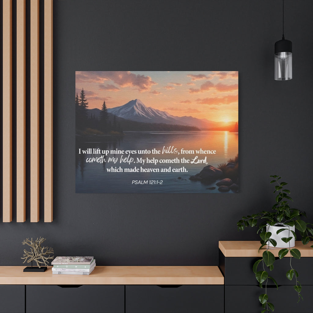 Psalm 121 Canvas Wall Art — "I Will Lift Up Mine Eyes unto the Hills" Inspirational Landscape