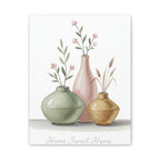 Home Sweet Home Canvas Wall Art — Pastel Vases Still Life Matte Stretched Canvas
