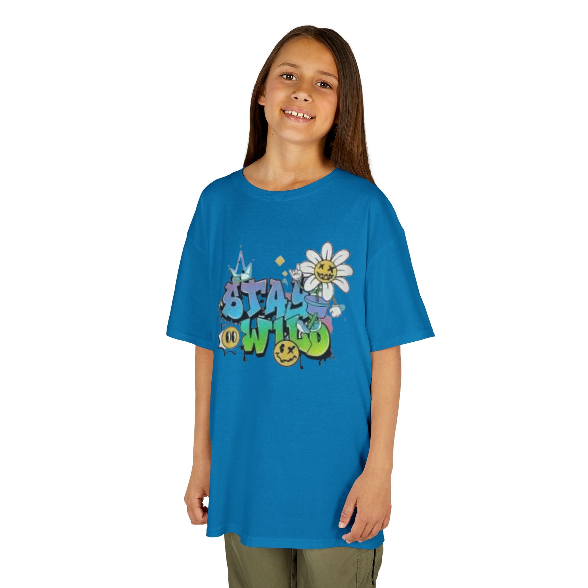 Kids Tee — "Stay Wild" Graffiti Daisy Graphic
