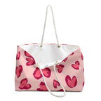 Heart Print Weekender Bag — Pink Valentine Travel Tote