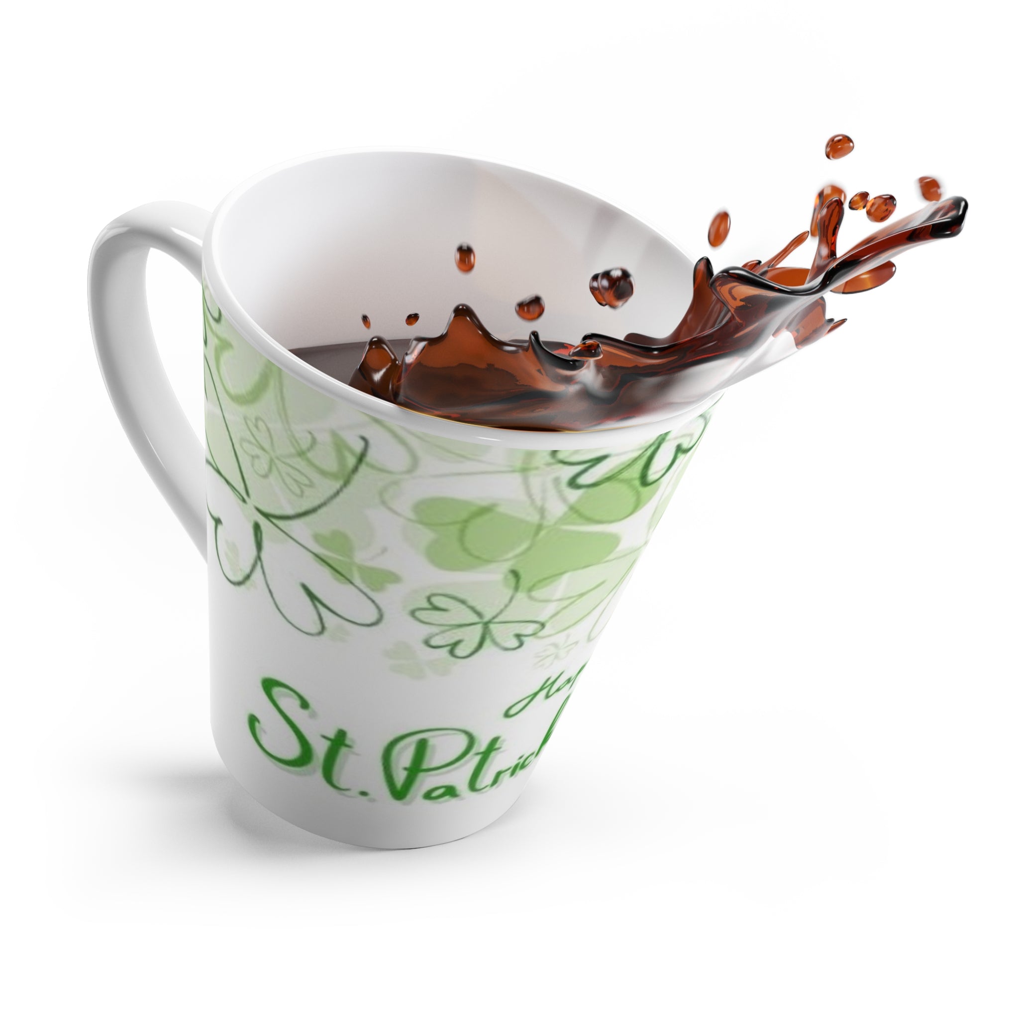 St. Patrick’s Day Latte Mug – Green Shamrock Happy Patrick’s Day Coffee Cup