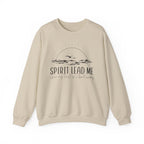 Spirit Lead Me Crewneck Sweatshirt — Minimal Sunrise Mountain Christian Prayer Pullover