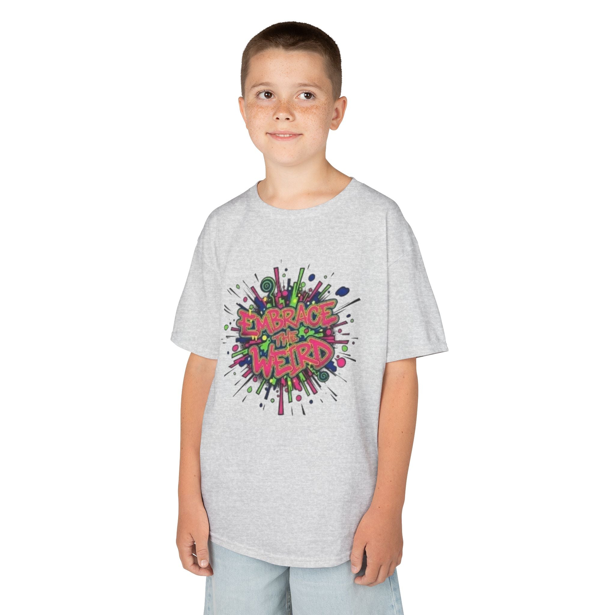 Kids T-Shirt — "Embrace Your Weird" Colorful Splash Graphic