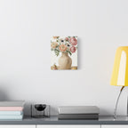 Floral Vase Canvas Wall Art — Pastel Peonies & Ranunculus Stretched Print