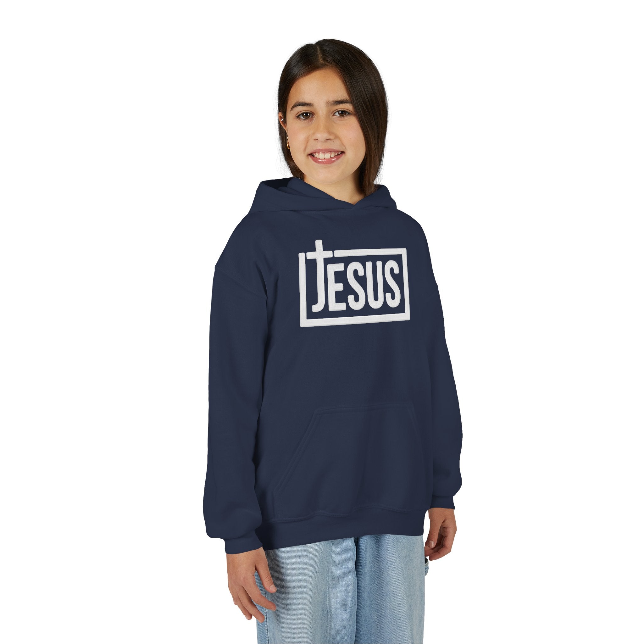 Youth Jesus Hoodie — Christian Faith Pullover with Cross Logo