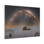 Milky Way Over Snowy Cabin — Matte Stretched Canvas Wall Art