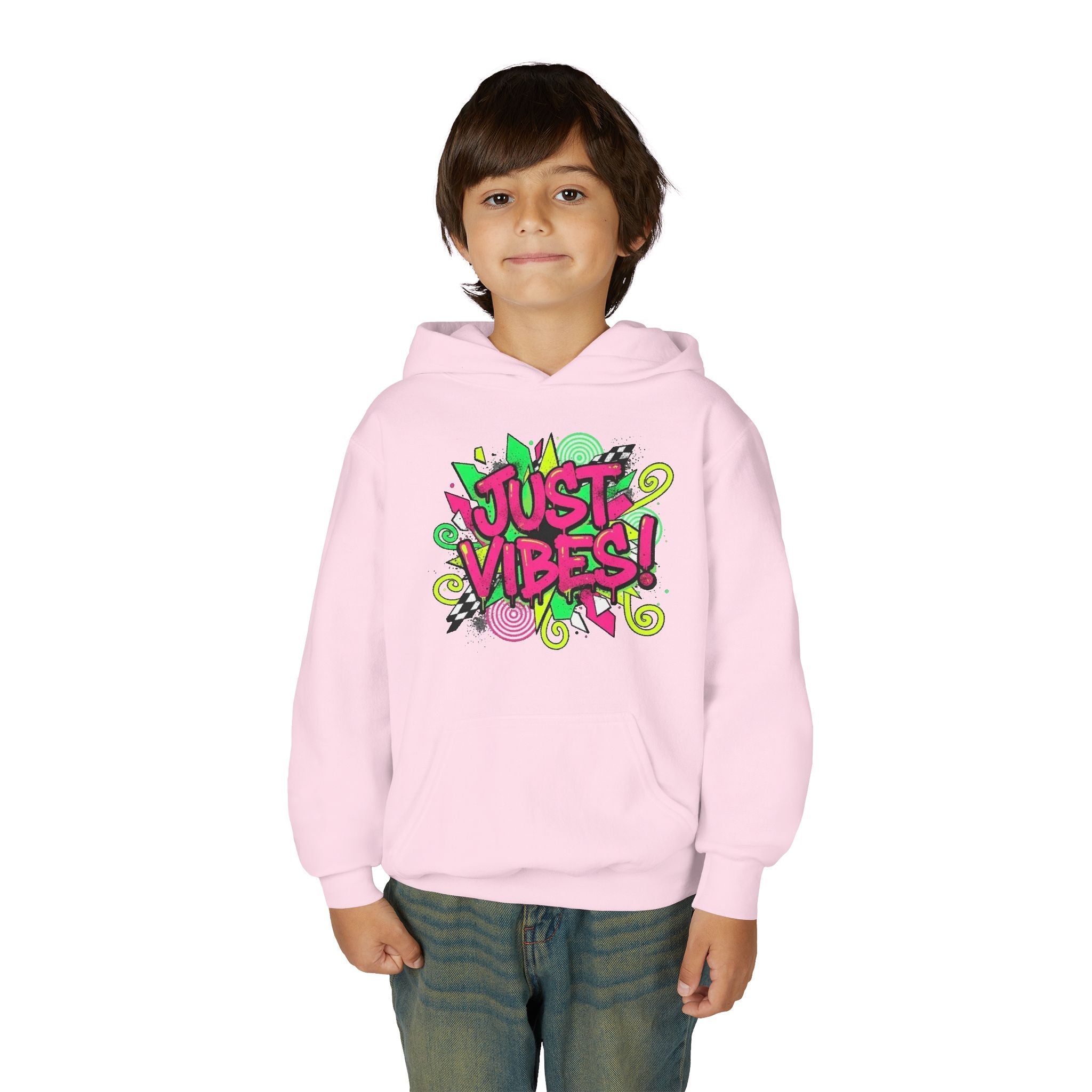 Youth Hoodie - "Just Vibes" Neon Graffiti Pullover