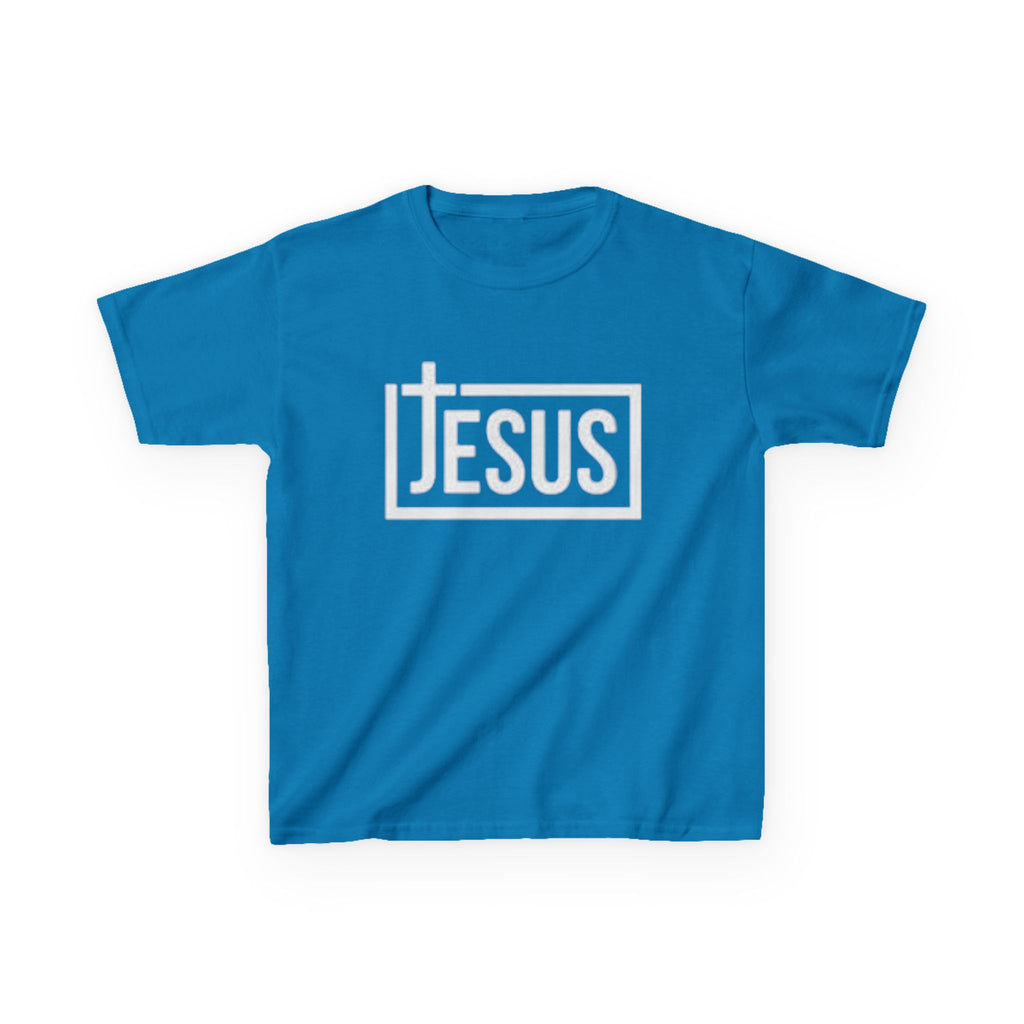 Kids Jesus T‑Shirt — Bold Cross Logo Christian Tee for Boys & Girls