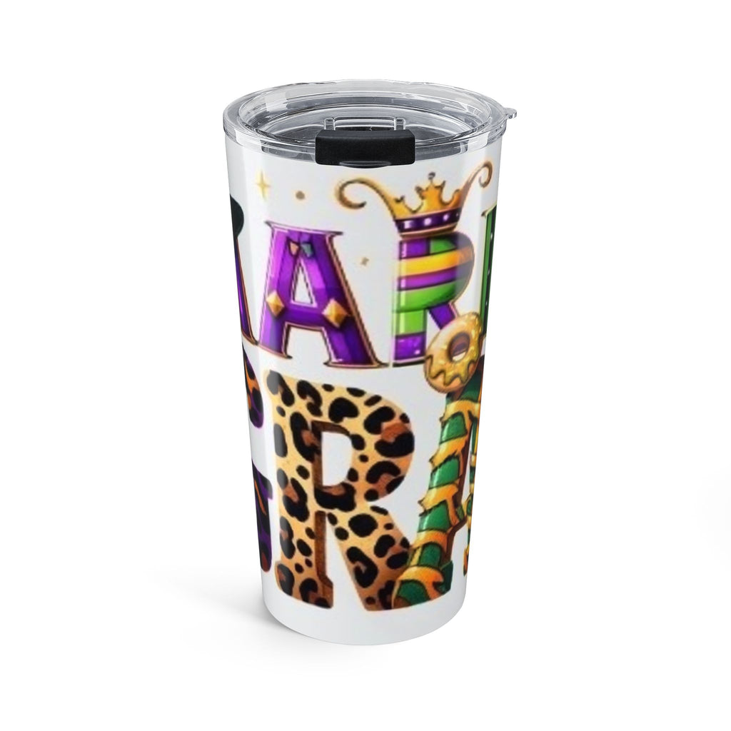 Carnival Mardi Gras 20oz Tumbler — Colorful Leopard & Fleur-de-Lis Design