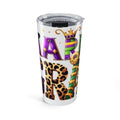 Carnival Mardi Gras 20oz Tumbler — Colorful Leopard & Fleur-de-Lis Design