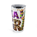 Carnival Mardi Gras 20oz Tumbler — Colorful Leopard & Fleur-de-Lis Design