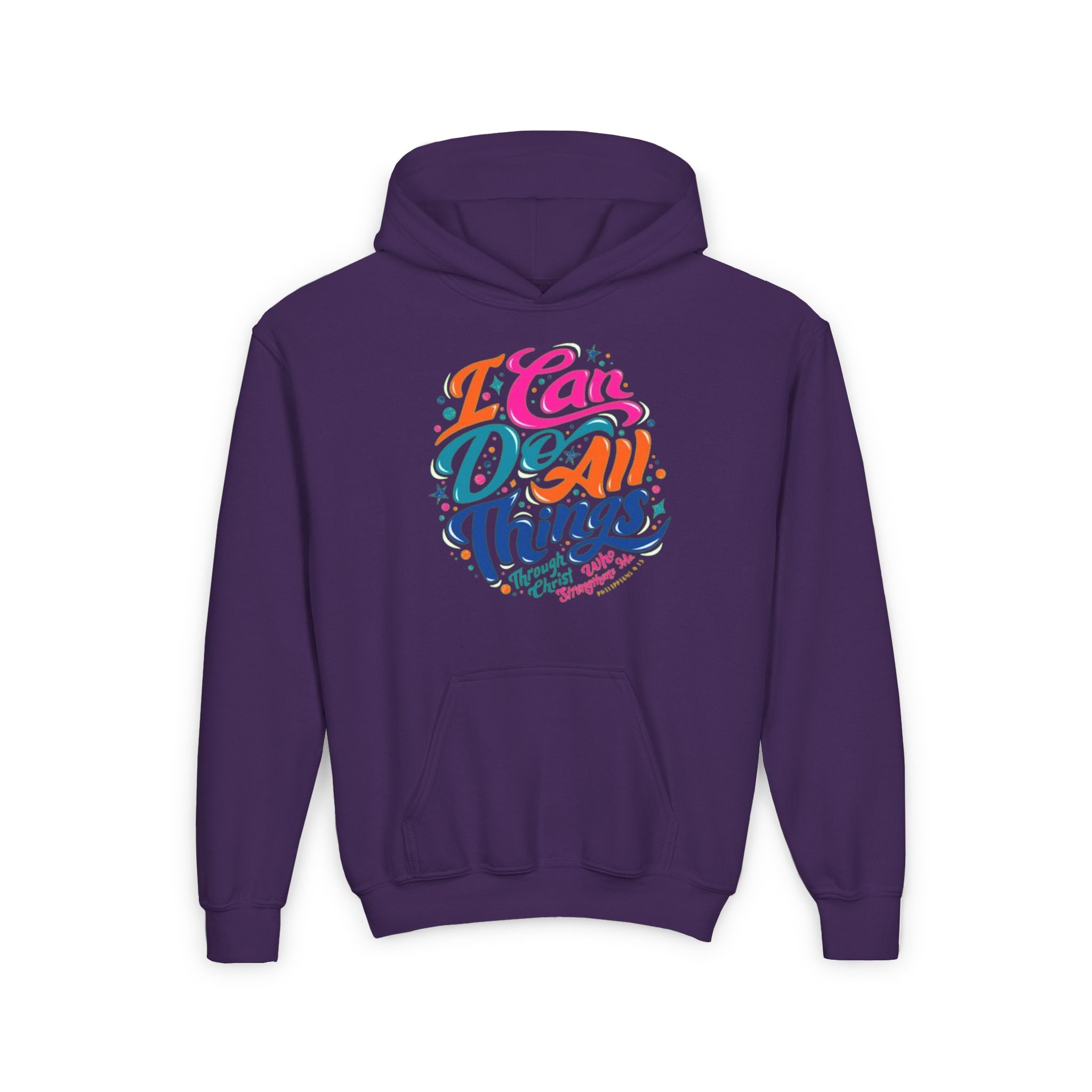 Youth Hoodie — "I Can Do All Things" Inspirational Christian Sweatshirt