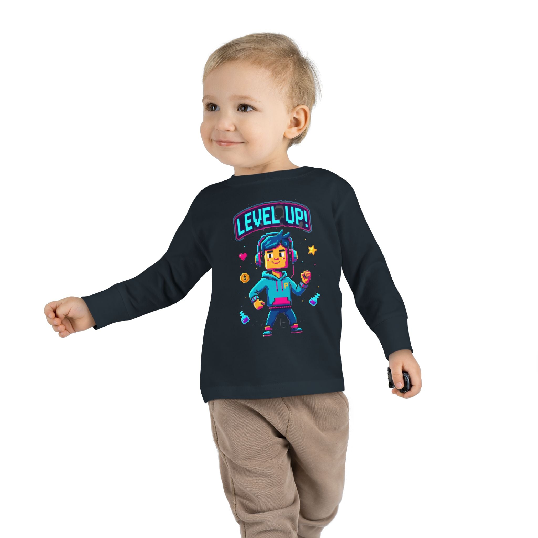 Level Up! Toddler Long Sleeve Tee — Cute Gamer Birthday Shirt