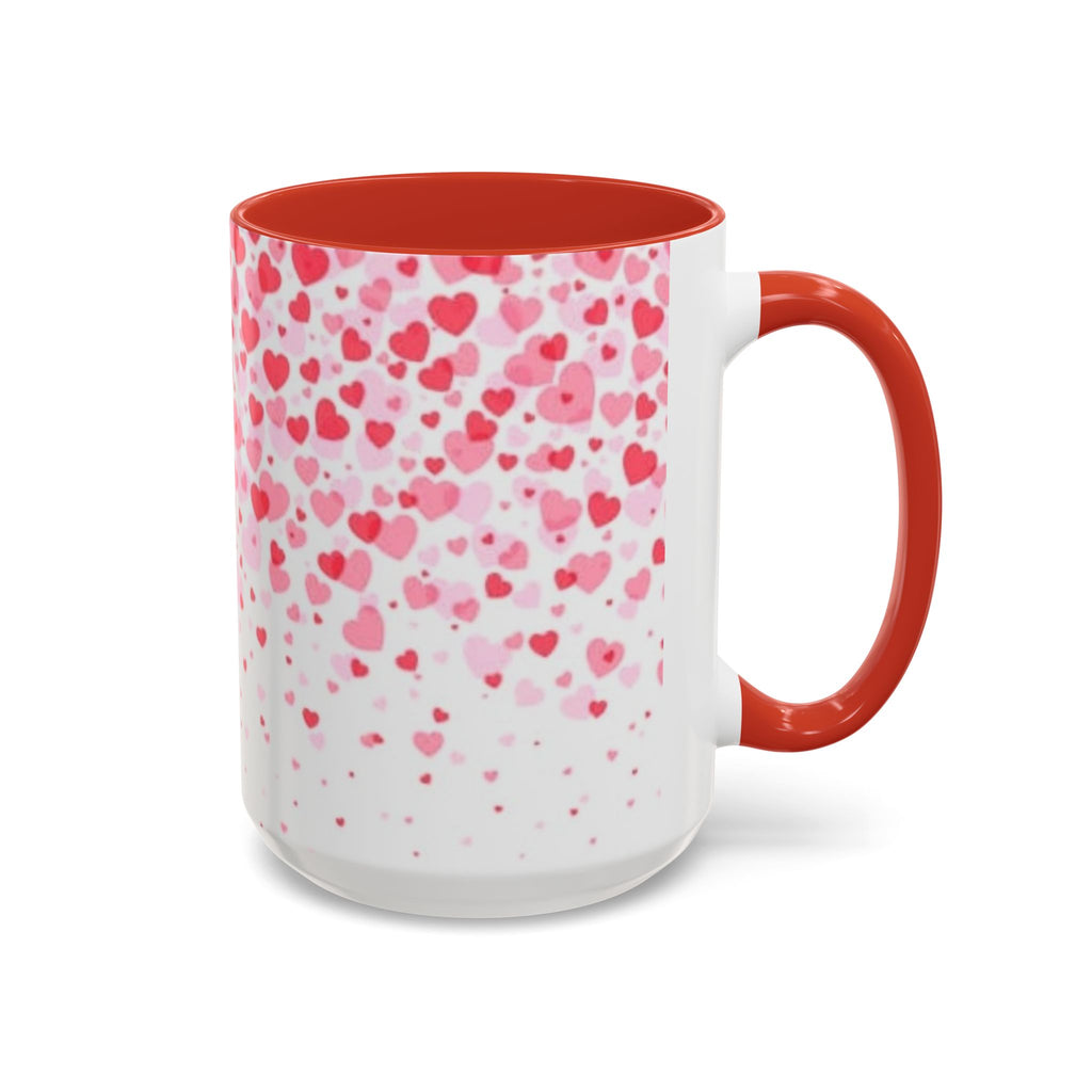 Heart Confetti Accent Coffee Mug — Pink Valentine’s Day Gift (11/15oz)