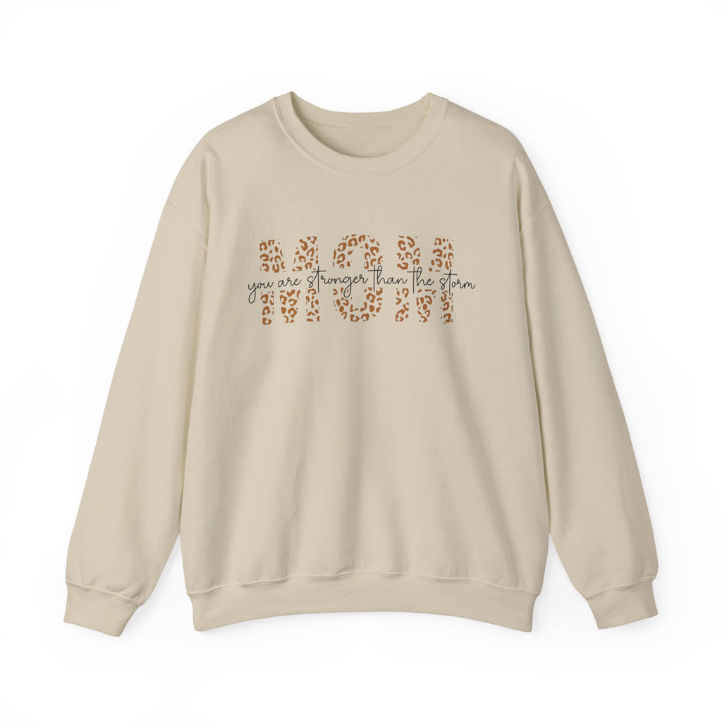 Mom Leopard Print Crewneck Sweatshirt - 'Mom' Script Graphic, Mother's Day Gift