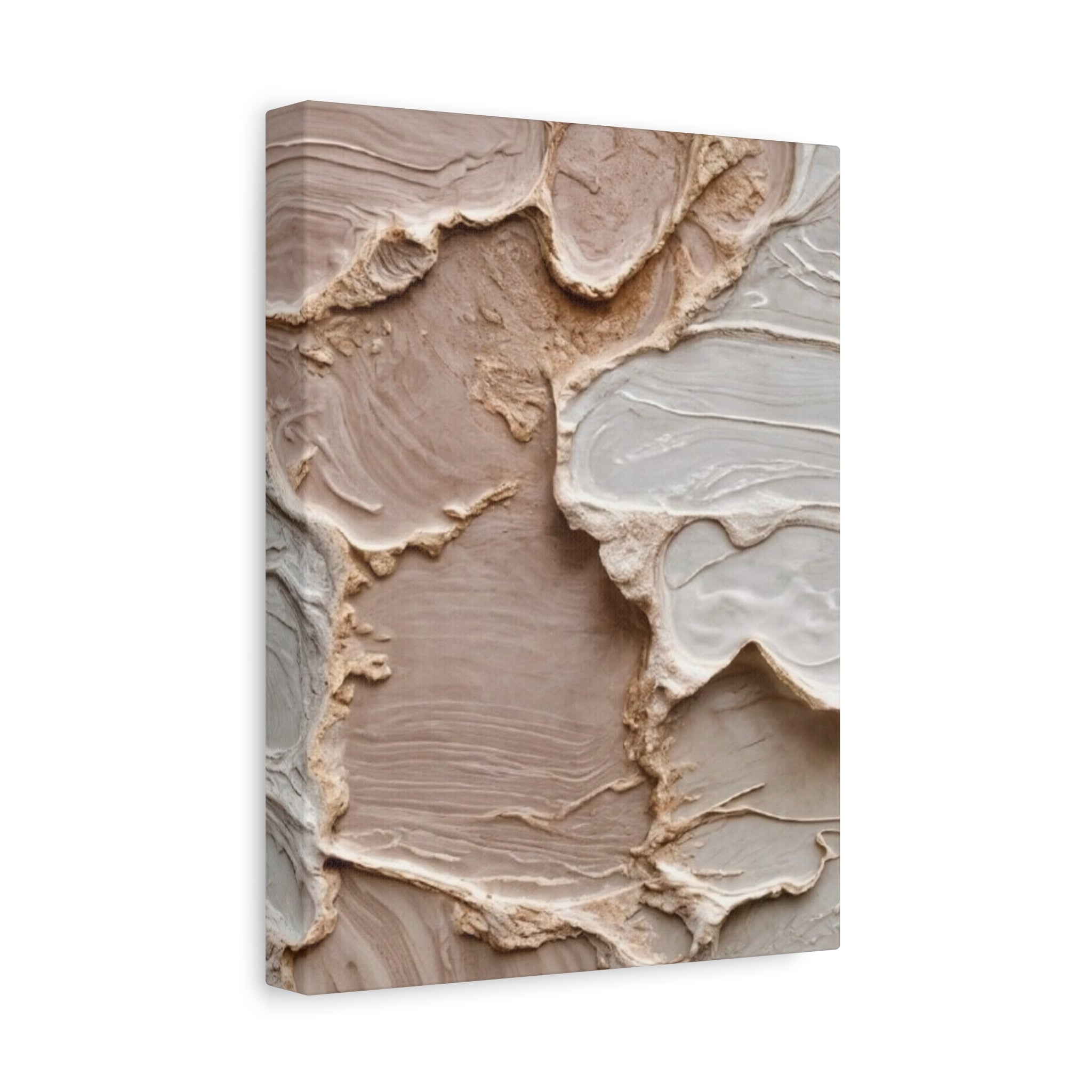 Neutral Textured Abstract Canvas Print — Beige & Cream Wall Art, Matte Stretched 1.25"