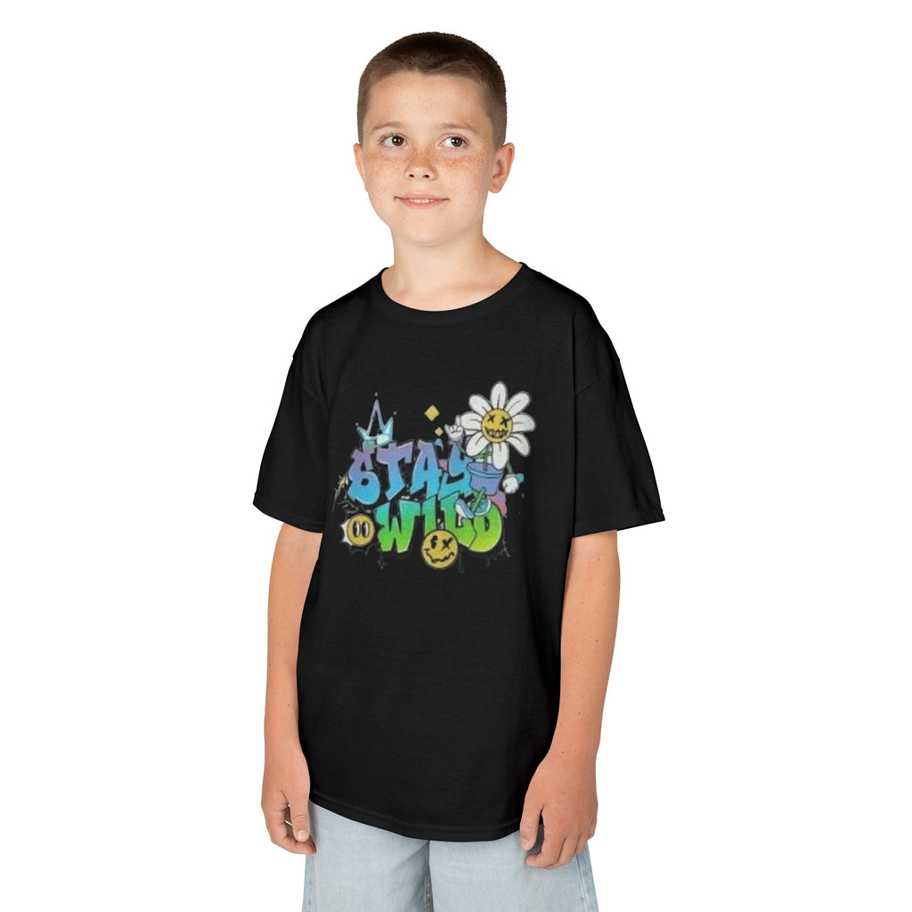 Kids Tee — "Stay Wild" Graffiti Daisy Graphic
