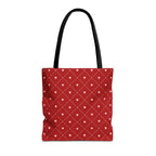 Valentine Red Diamond Heart Tote Bag — All-Over Print Canvas Shopper