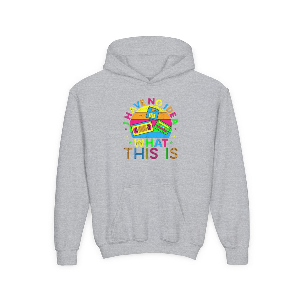 Youth Hoodie — Colorful Retro Cassette 'I Have No Idea What This Is' Graphic
