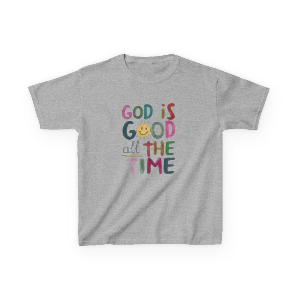 Kids Tee — "God Is Good All The Time" Colorful Faith Graphic