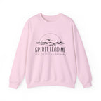 Spirit Lead Me Crewneck Sweatshirt — Minimal Sunrise Mountain Christian Prayer Pullover