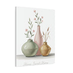 Home Sweet Home Canvas Wall Art — Pastel Vases Still Life Matte Stretched Canvas