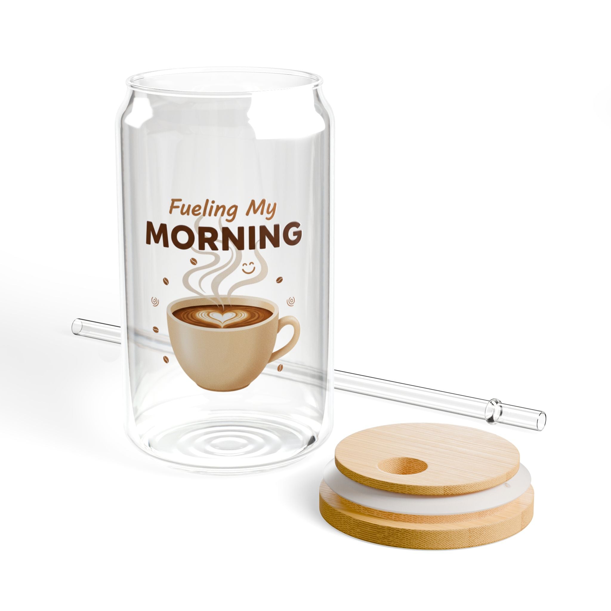 Sipper Glass — "Fueling My Morning" Coffee Tumbler, 16oz