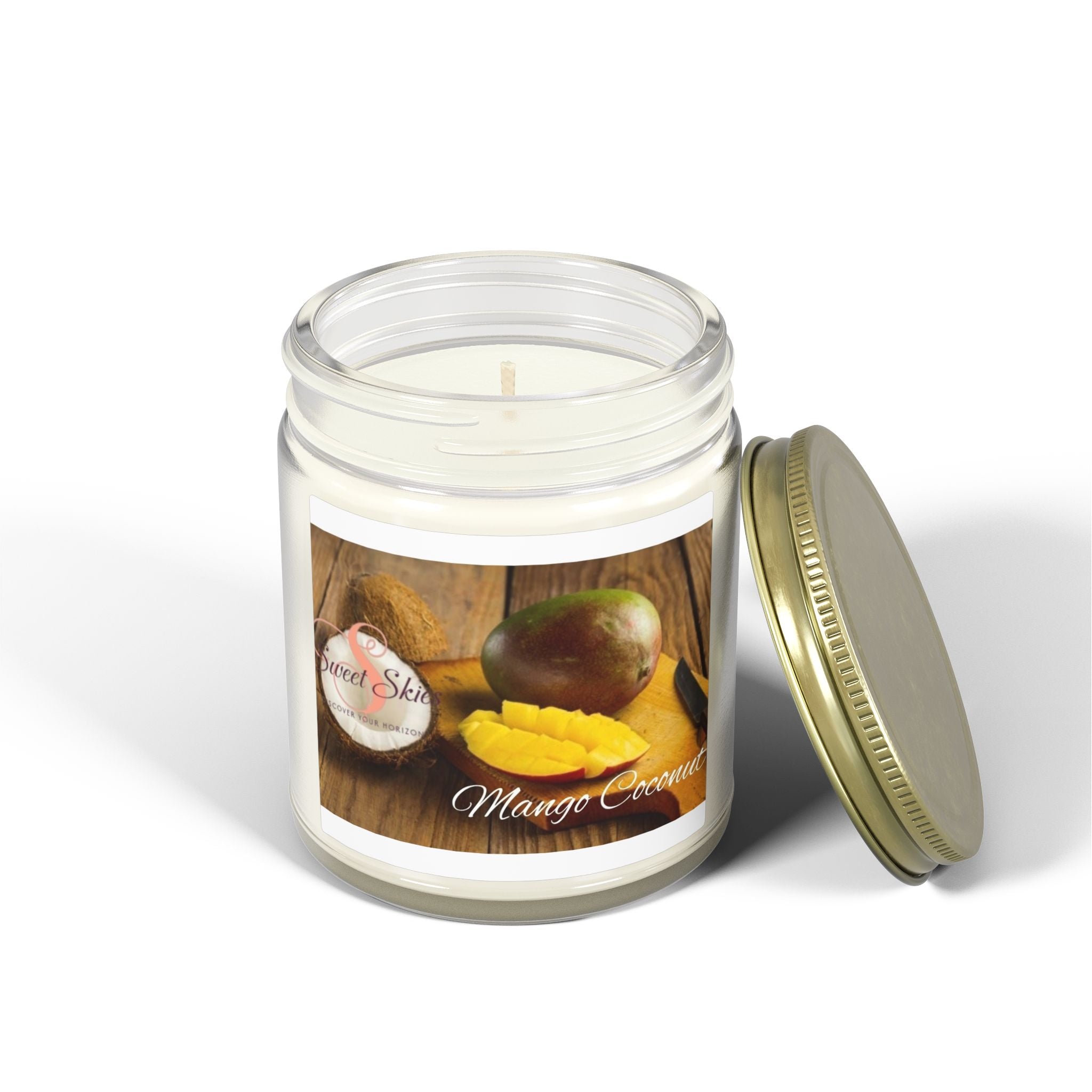 Mango Coconut Scented Candle — Coconut Apricot Wax (9oz)
