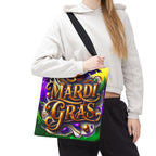 Mardi Gras Tote Bag — Colorful Carnival Mask & Beads Festival Tote