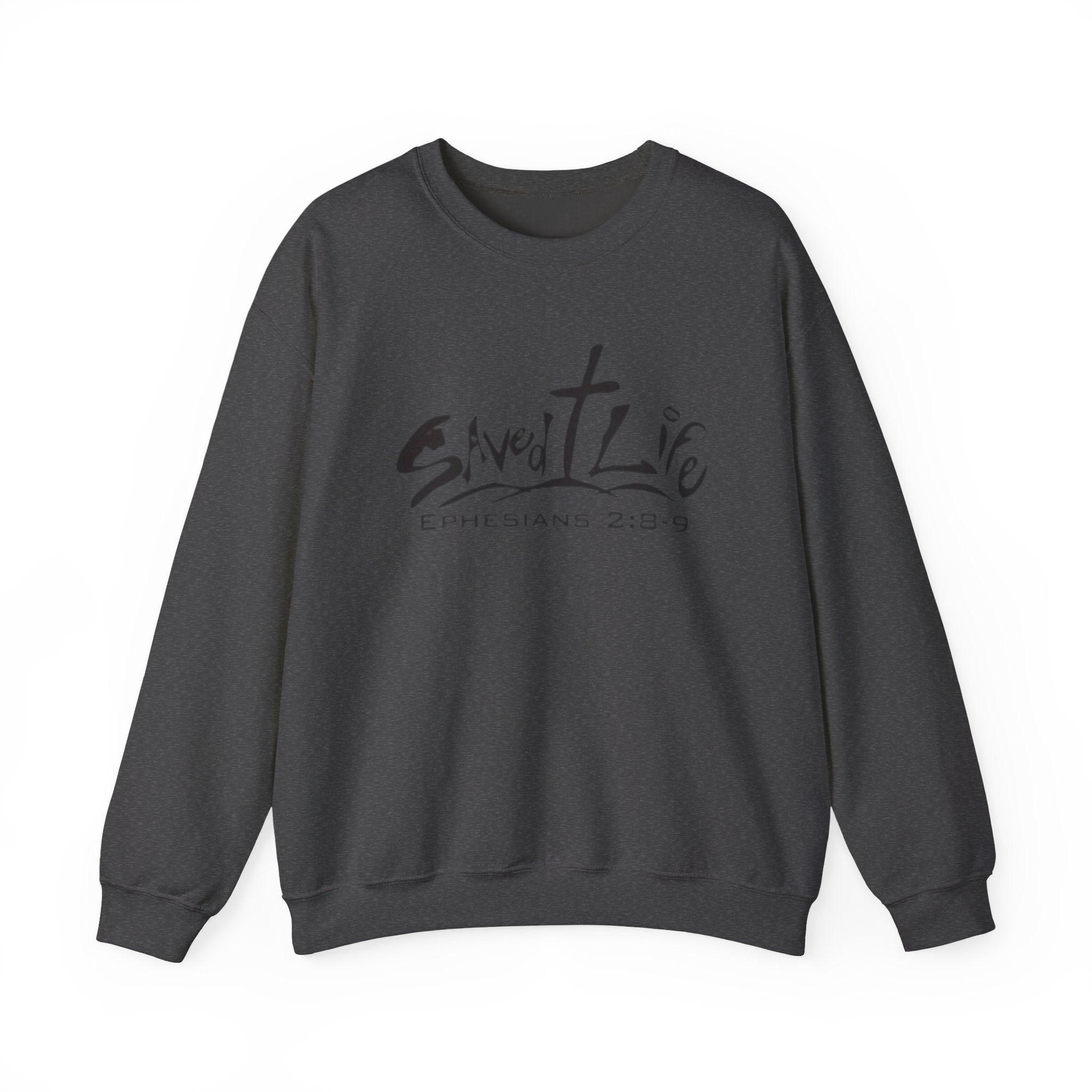 Christian 'Saved Life' Crewneck Sweatshirt — Ephesians 2:8-9 Faith Pullover