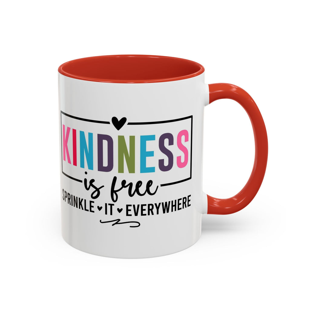 Kindness Is Free Accent Coffee Mug — Inspirational Pink Interior 11/15oz
